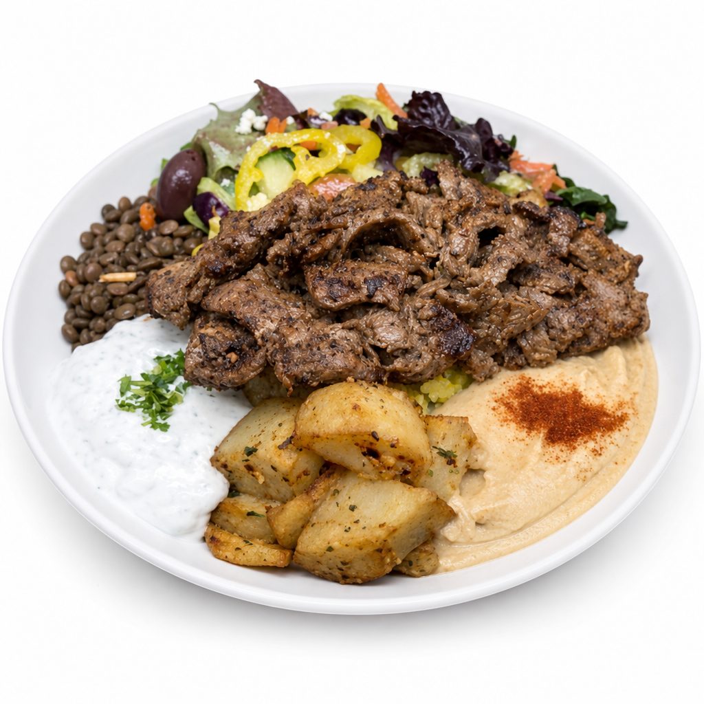 Lamb Gyros Protein Bowl.