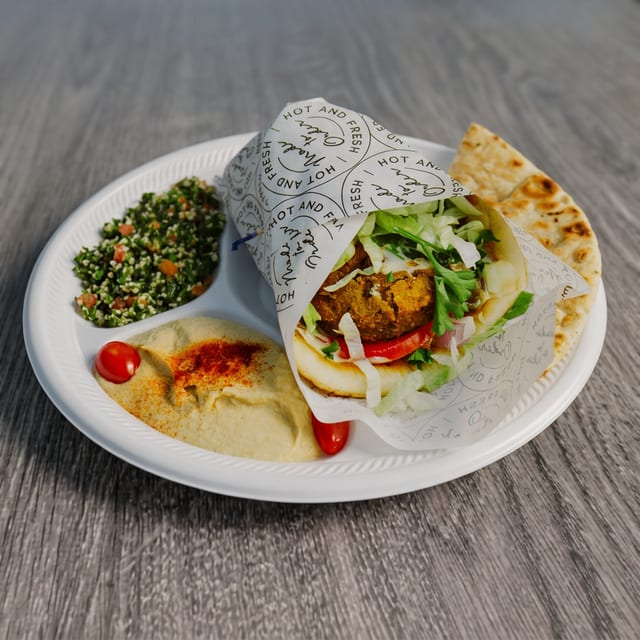 Falafel on Pita Platter.